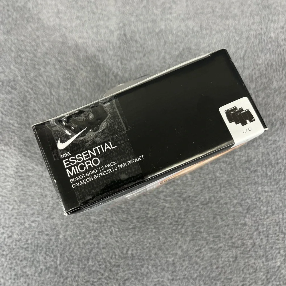 Nike Essential Micro Boxer Briefs Mens Large Black 3 Pack Dri-FIT Stretch New